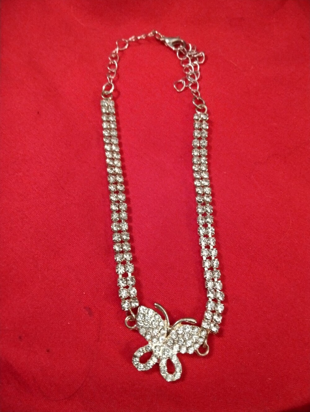 Crystal Butterfly AnkleBracelet - Silver
